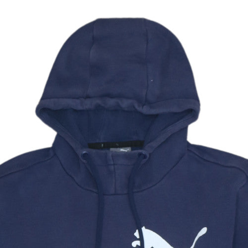 Puma Mens Blue Pullover Hoodie S - Graphic Logo Cotton Blend
