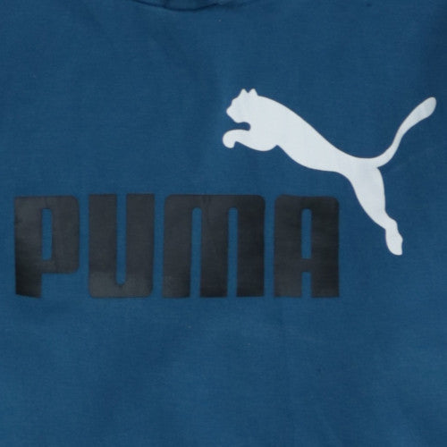 Puma Men's Blue Pullover Hoodie Small Logo Sportswear