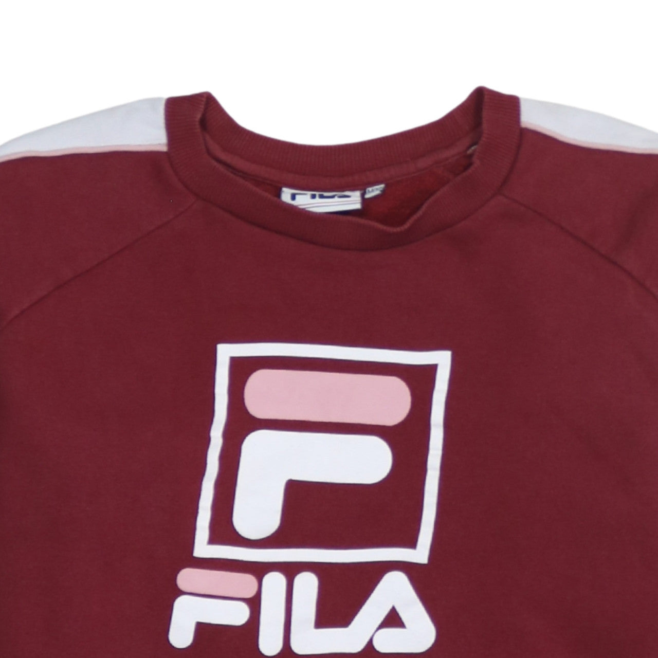 Fila Womens Burgundy White Logo Sweatshirt M12 Cotton Blend