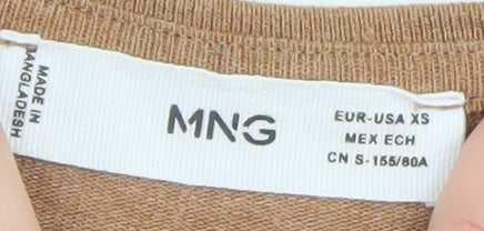 Mango Women’s Beige V-Neck Knit Jumper XS Relaxed Fit