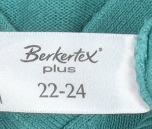Berkertex Plus Women's Green V-Neck 3/4 Sleeve Acrylic Jumper Size 22-24