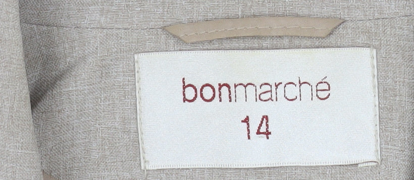 Bonmarché Women Beige Polyester Single-Breasted Suit Jacket Size 14