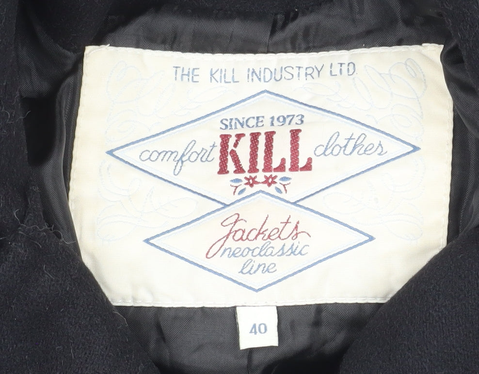 The Kill Industry Womens Black Wool Pea Coat Size 12 Belted