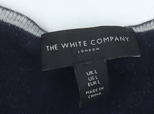 The White Company Women's Blue Merino Wool Cotton Cardigan L