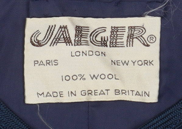 Jaeger Women's Blue Wool Blazer Size 16 Classic Tailored Jacket