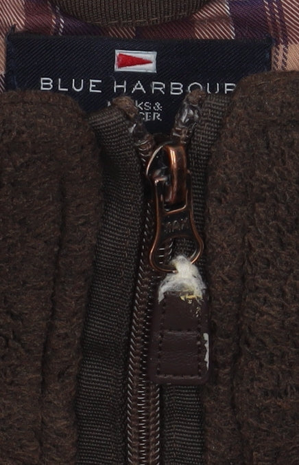 Marks and Spencer Mens Brown Fleece Zip Jacket M Blue Harbour