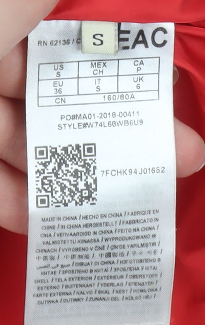 Guess Women's Red Puffer Jacket Size 6 Quilted Winter Coat