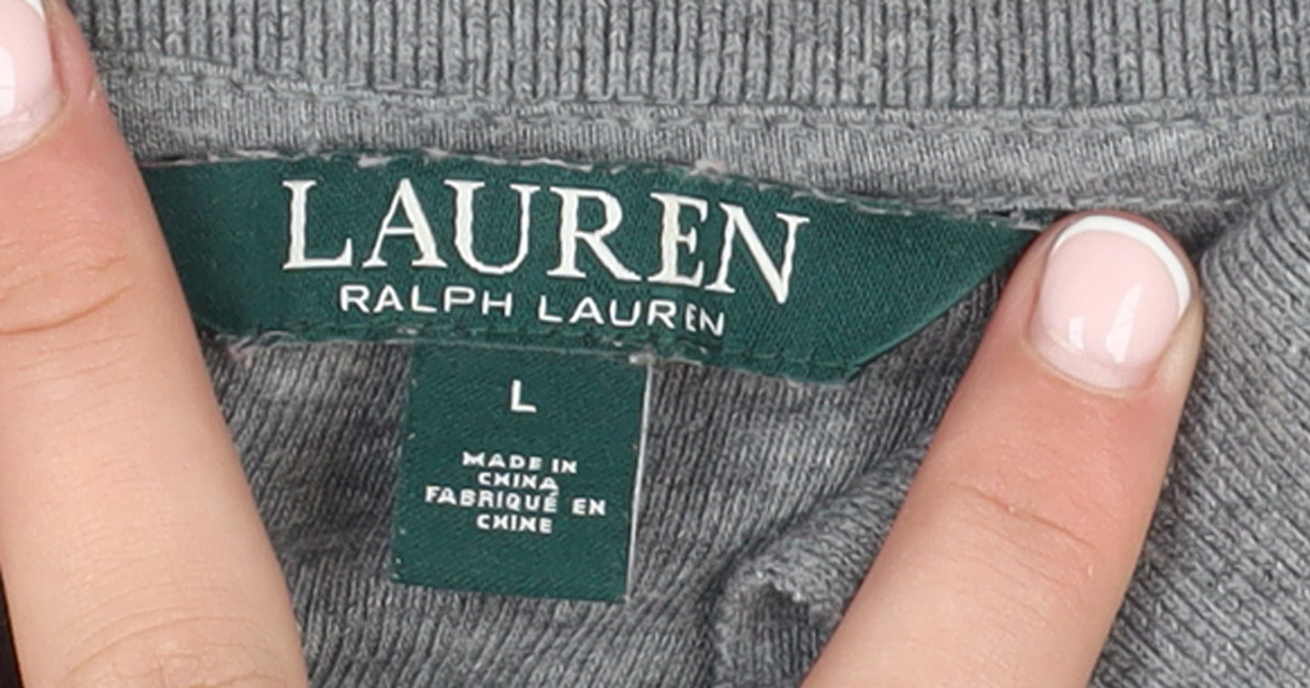 Ralph Lauren Grey 3/4 Sleeve Cotton Polo Shirt Men's L