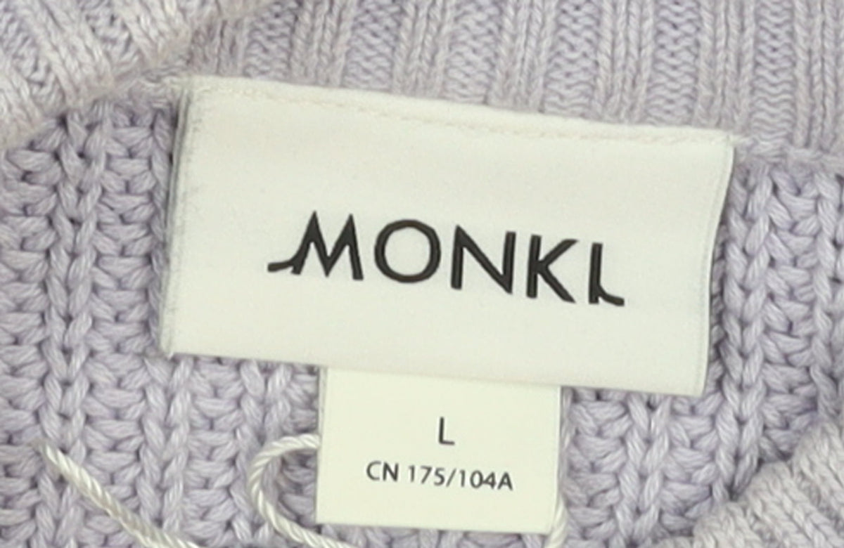 Monki Women Purple Chunky Knit Mock Neck Jumper L