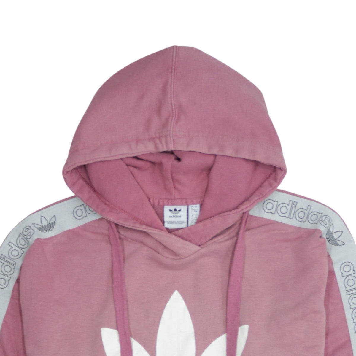 Adidas Womens Pink Pullover Hoodie Size 8 Logo Graphic Hooded Sweatshirt