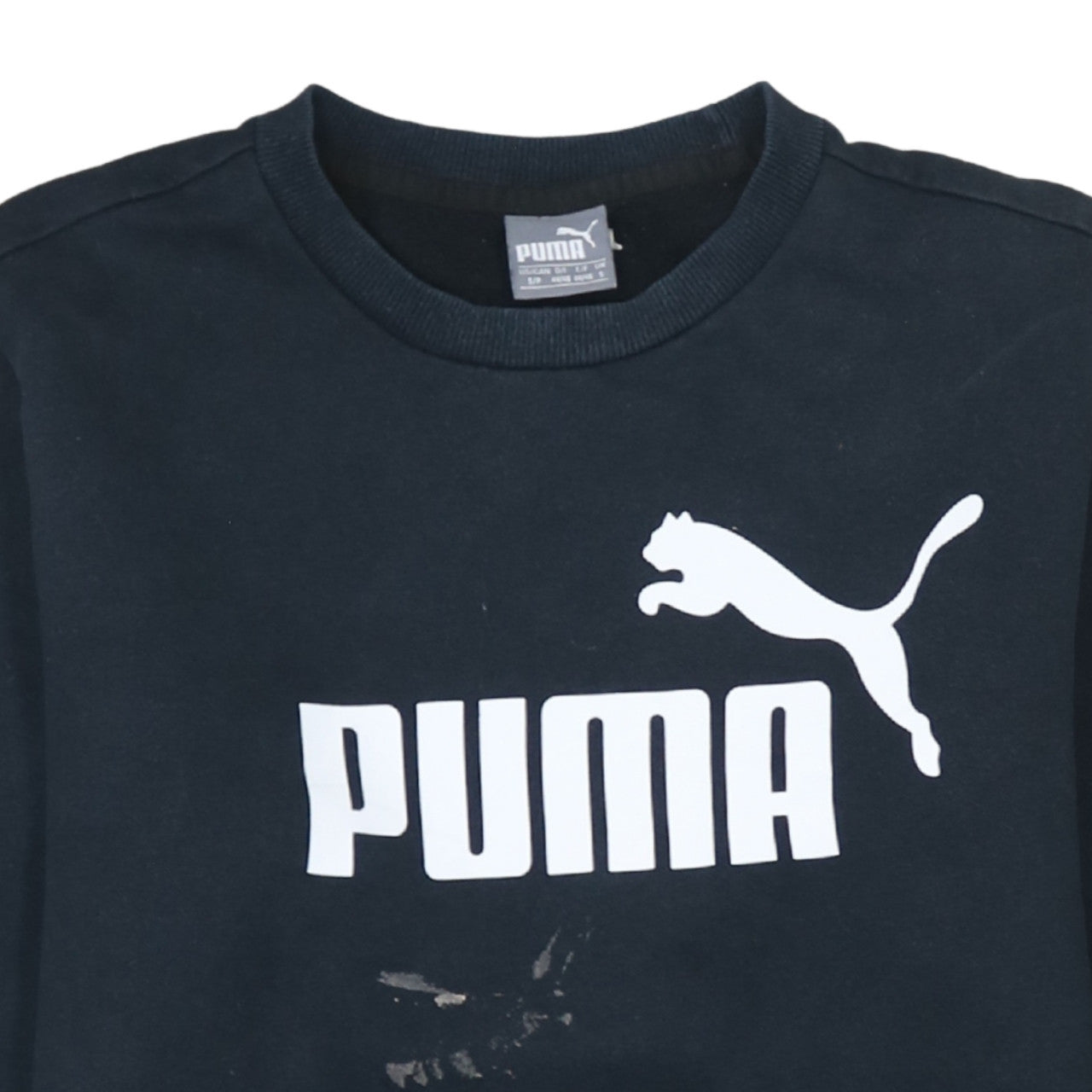 Puma Men's Black Small Pullover Sweatshirt Crew Neck Logo Sportswear