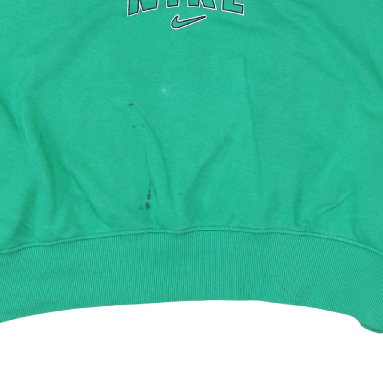 Nike Womens Green Cropped Pullover Sweatshirt M Logo Crew Neck