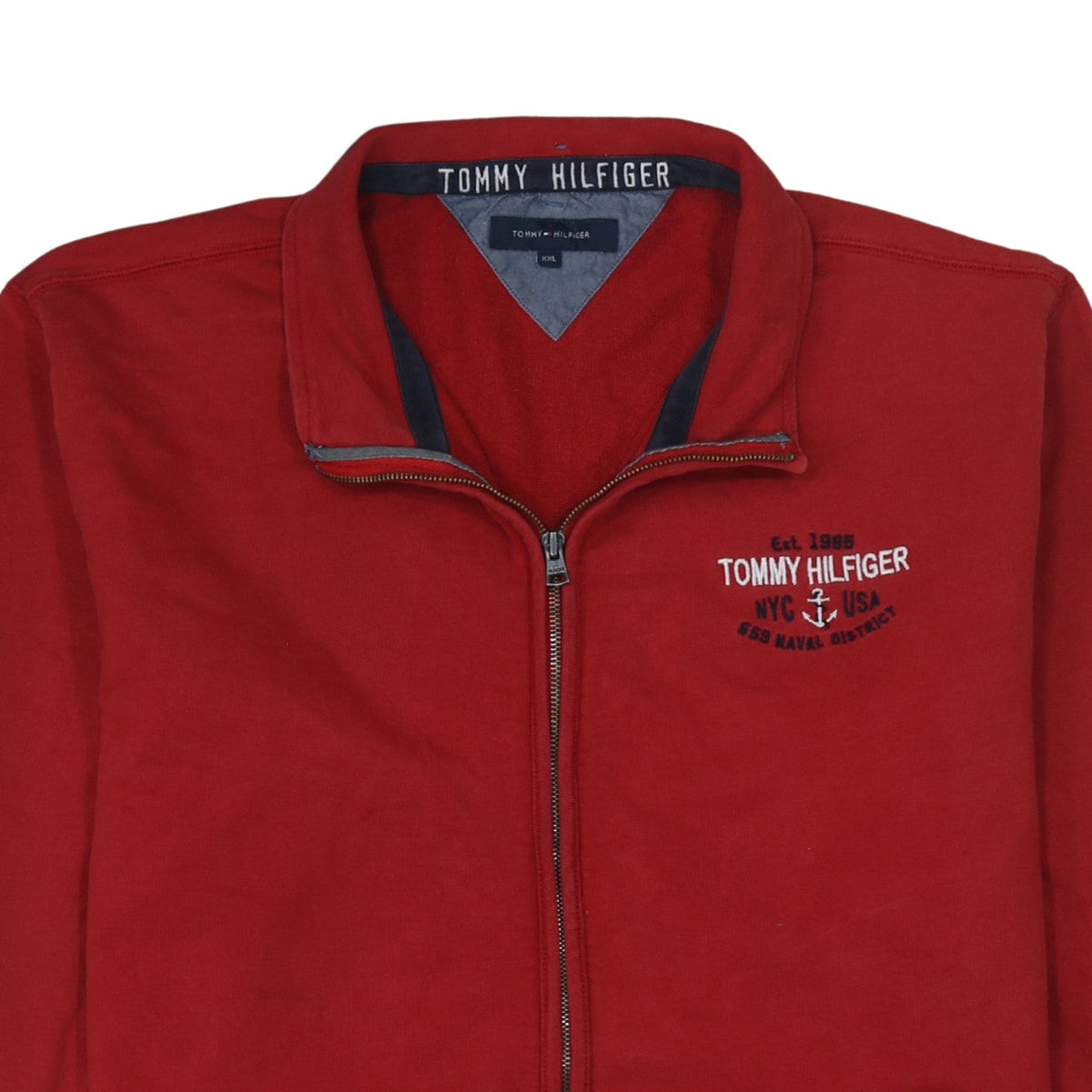 Tommy Hilfiger Mens Red 2XL Track Jacket Full Zip Cotton Stand Collar
