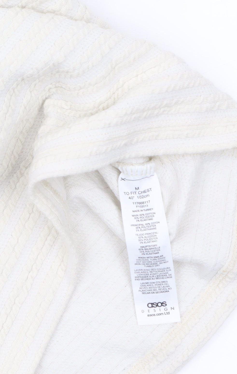 ASOS DESIGN Women's Ivory Ribbed Tank Top M Knit Cotton Blend