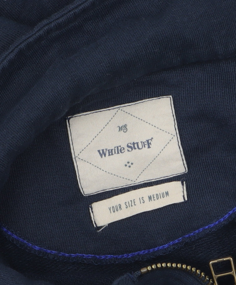 White Stuff Men's Blue 1/2 Zip Cotton Sweatshirt Medium