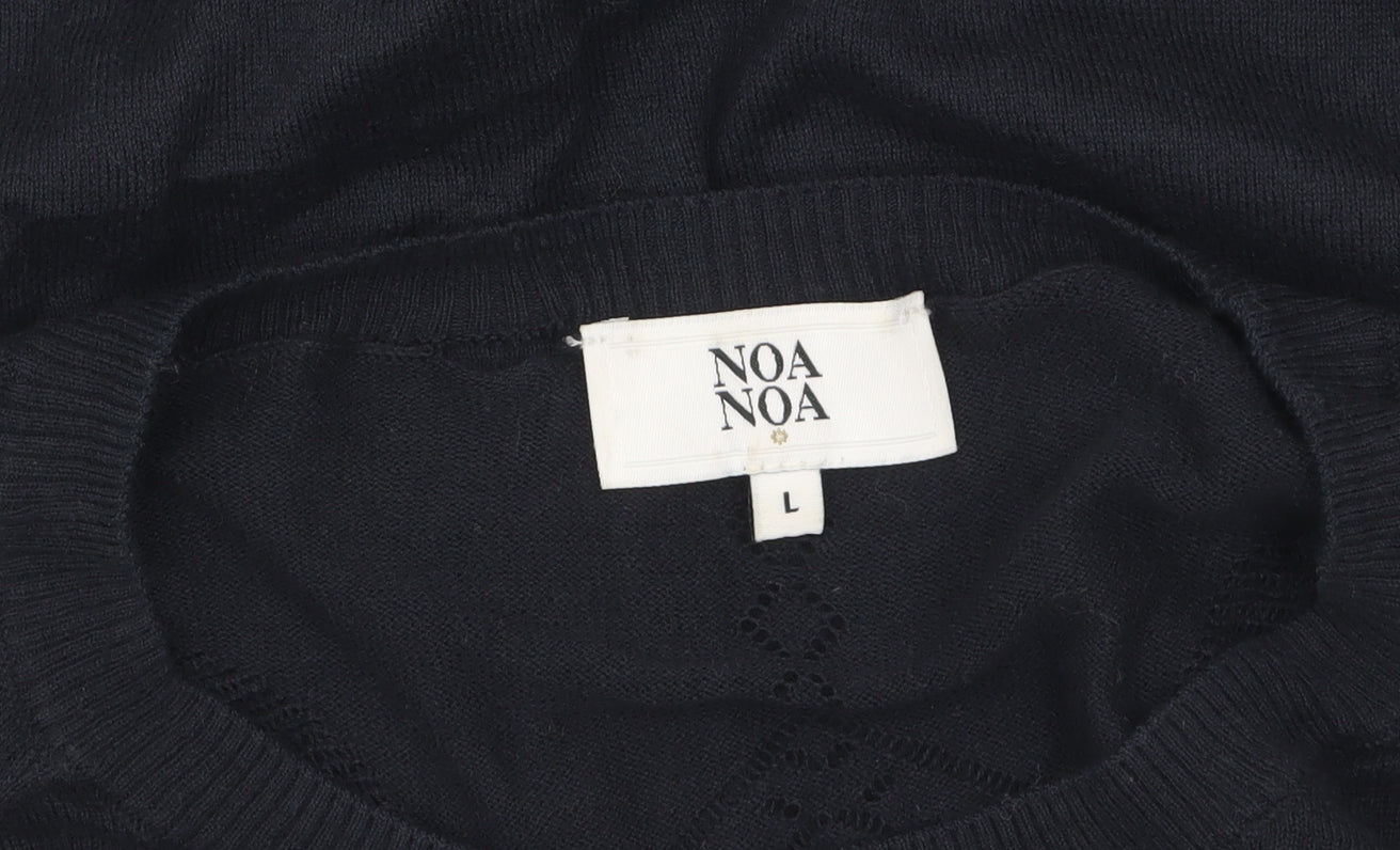 Noa Noa Women's Black Cotton Knit Long Sleeve Pullover Jumper L