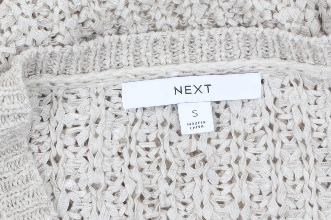 Next Women’s Beige Open-Knit Cardigan S Relaxed Fit