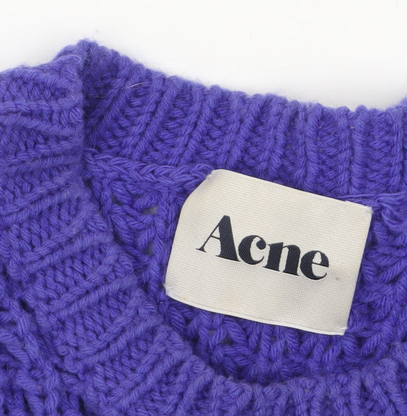 Acne Men’s Purple Chunky-Knit Wool Blend Jumper Size L