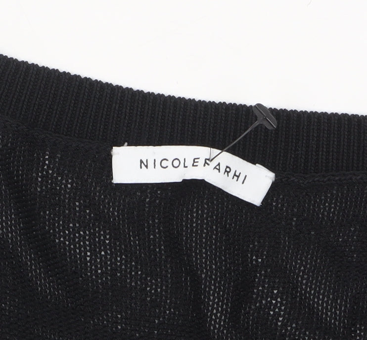 Nicole Farhi Women's Black Wool V-Neck Long Sleeve Jumper Size S