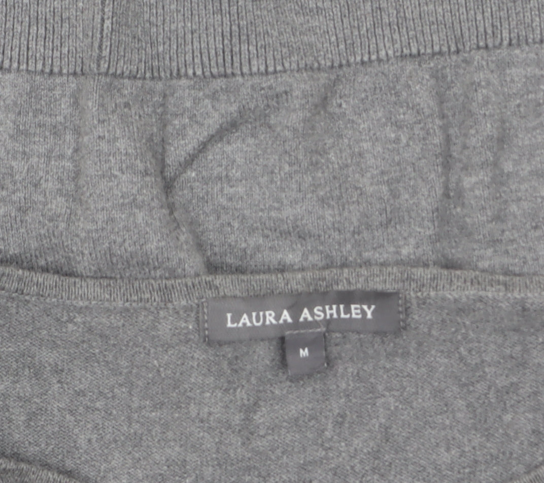 Laura Ashley Women’s Grey Cotton 3/4 Sleeve Crochet Jumper M