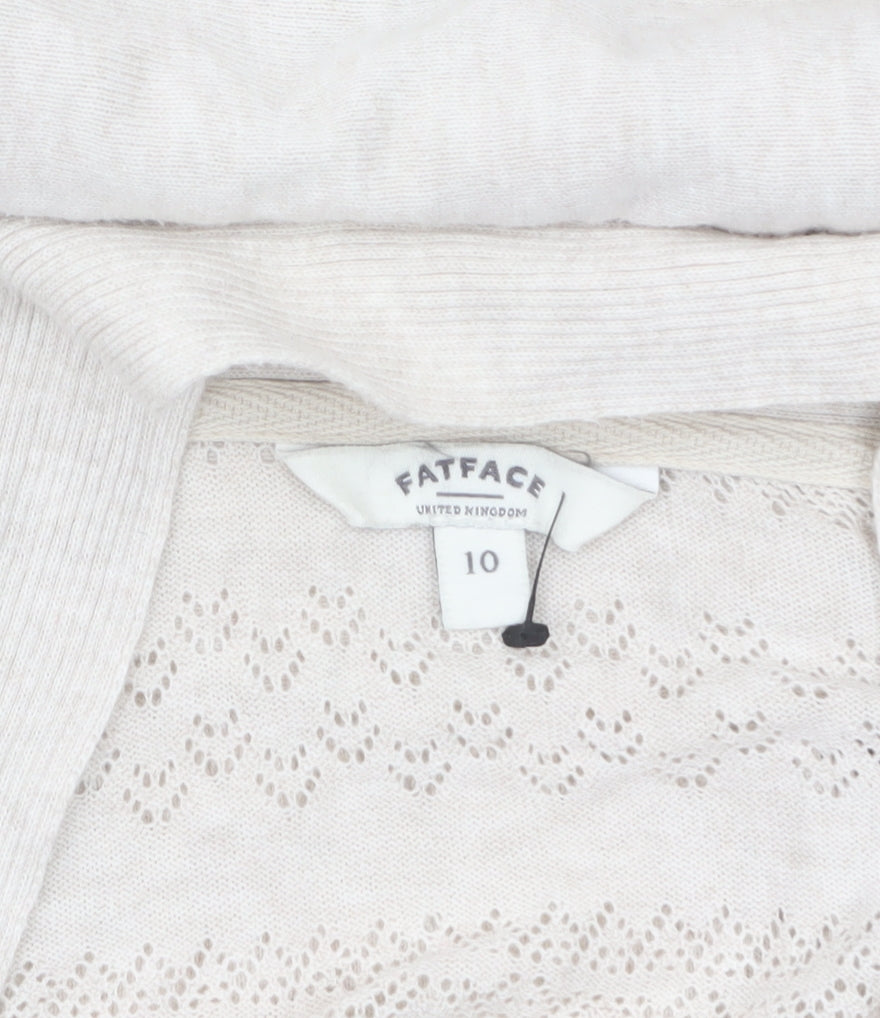 FatFace Women’s Beige Open Knit Long Sleeve Cardigan Size 10