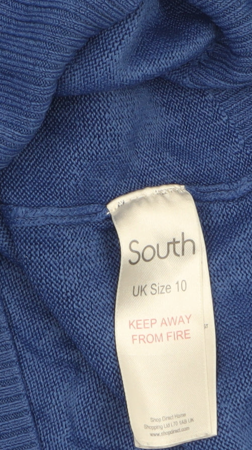 South Women's Blue Acrylic Crew Neck Long Sleeve Pullover Jumper Size 10
