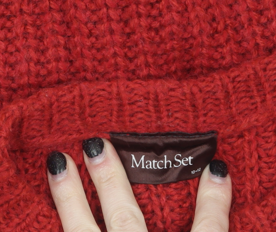 Match Set Womens Red Chunky Knit Wool Blend Sleeveless Vest 10-12
