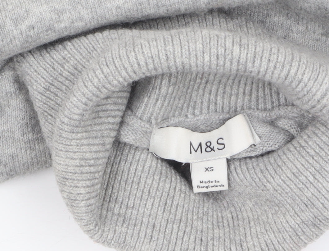 Marks and Spencer Women's Grey Roll Neck Knit Jumper XS