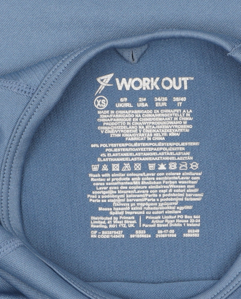 Primark Women Blue Long Sleeve Workout Top XS Slim Fit Activewear Pullover