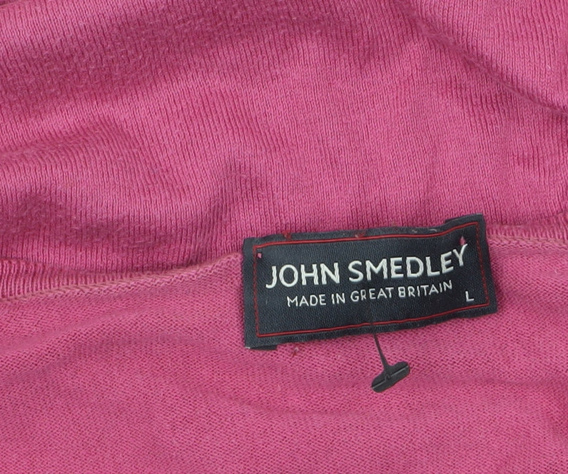 John Smedley Womens Pink Cotton 3/4 Sleeve Scoop Neck Jumper L