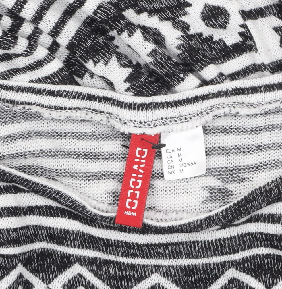 H&M Divided Women's Black Geometric Pattern Jumper Size 12