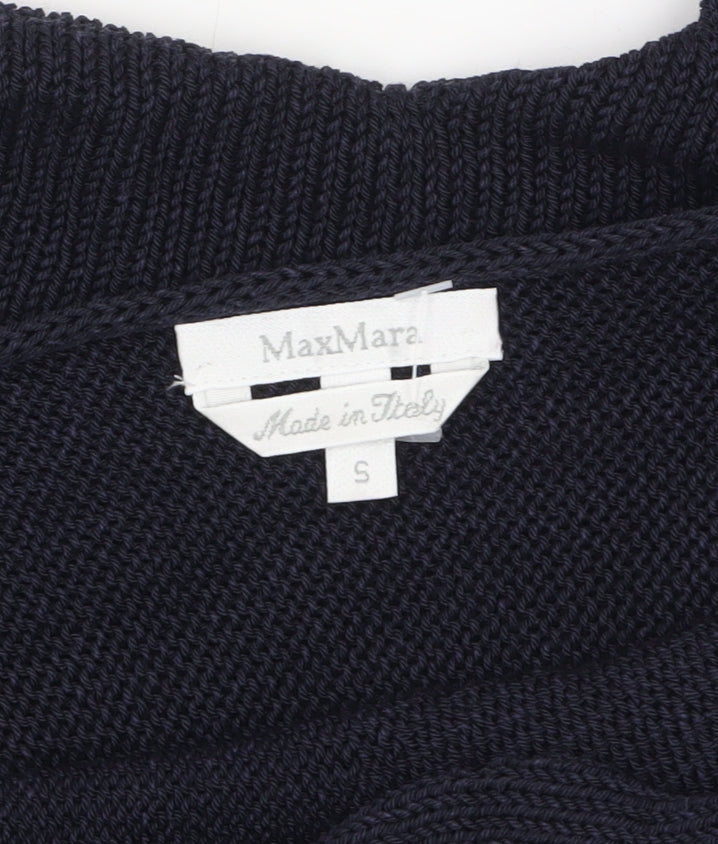 MaxMara Women's Black Knit Boat Neck 3/4 Sleeve Jumper S