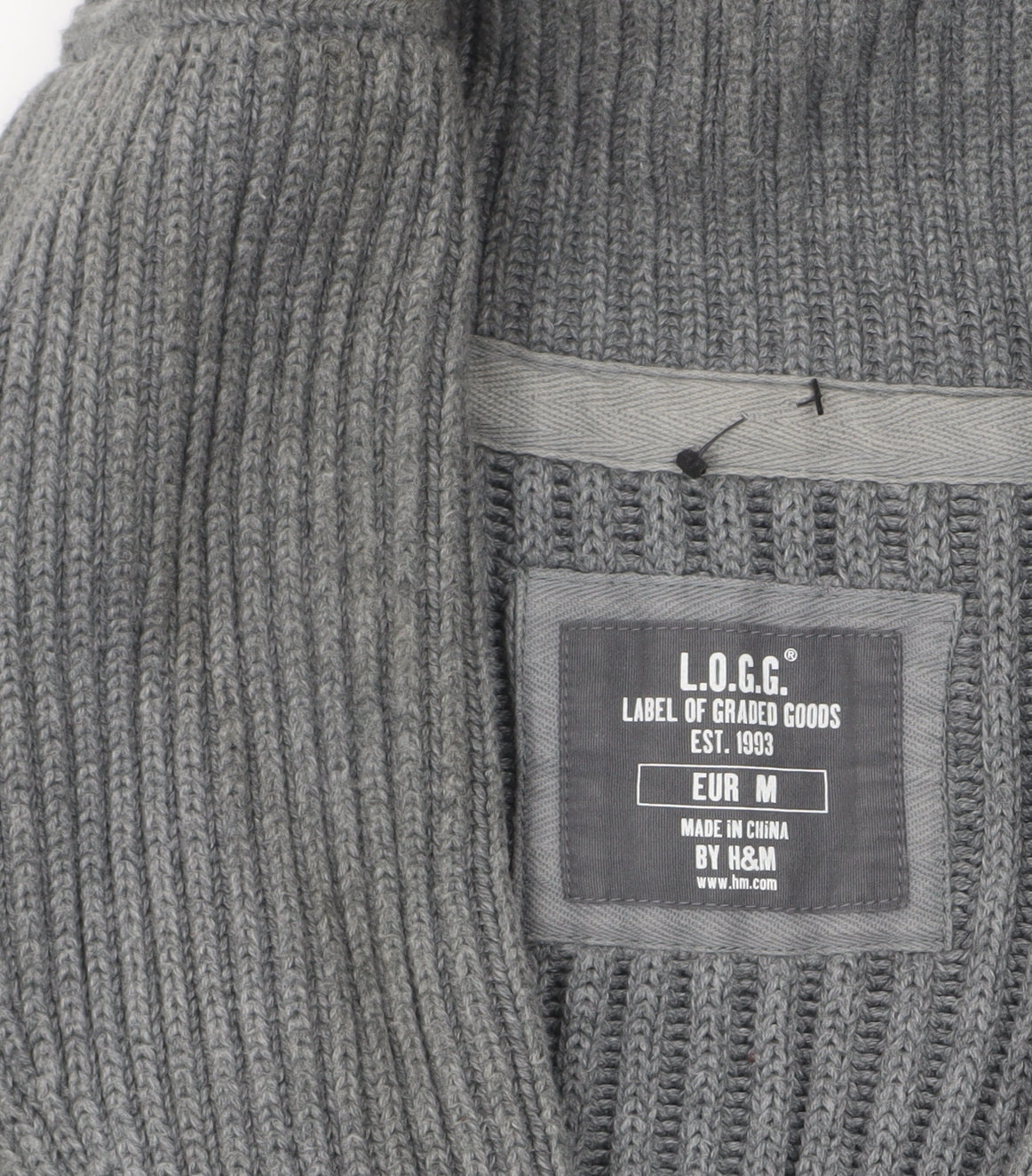 H&M L.O.G.G Men’s Grey Cotton Chunky Knit Cardigan M