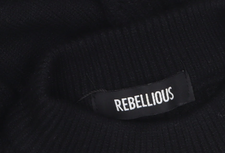 Rebellious Women's Black Sleeveless Bodycon Knit Mini Dress S