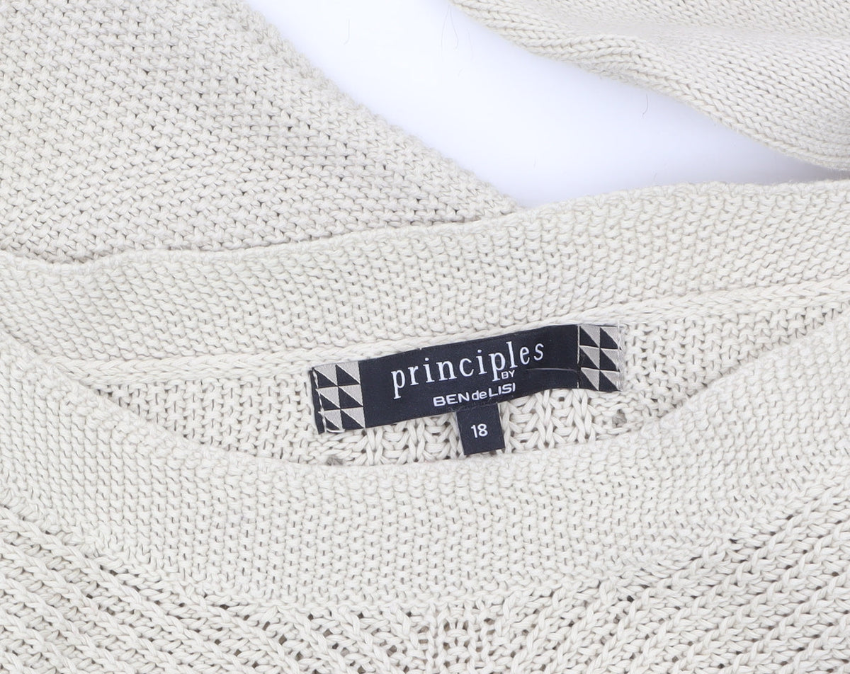 Principles by Ben de Lisi Women’s Beige Cotton Knit Pullover Jumper Size 18