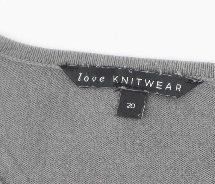 Bonmarché Women Grey Beaded Long Sleeve Pullover Jumper Size 20