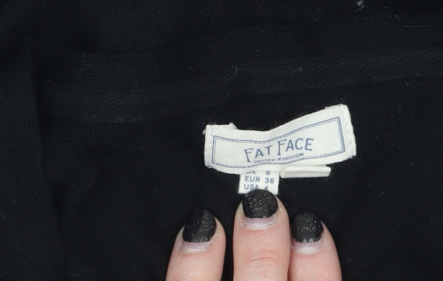 Fat Face Women's Black Cotton Long Sleeve Open Cardigan Size 8