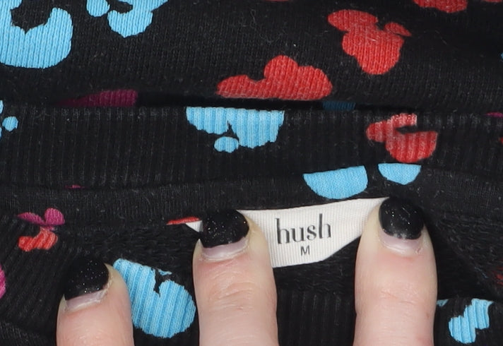 Hush Womens Black Multicoloured Heart Print Pullover Sweatshirt M