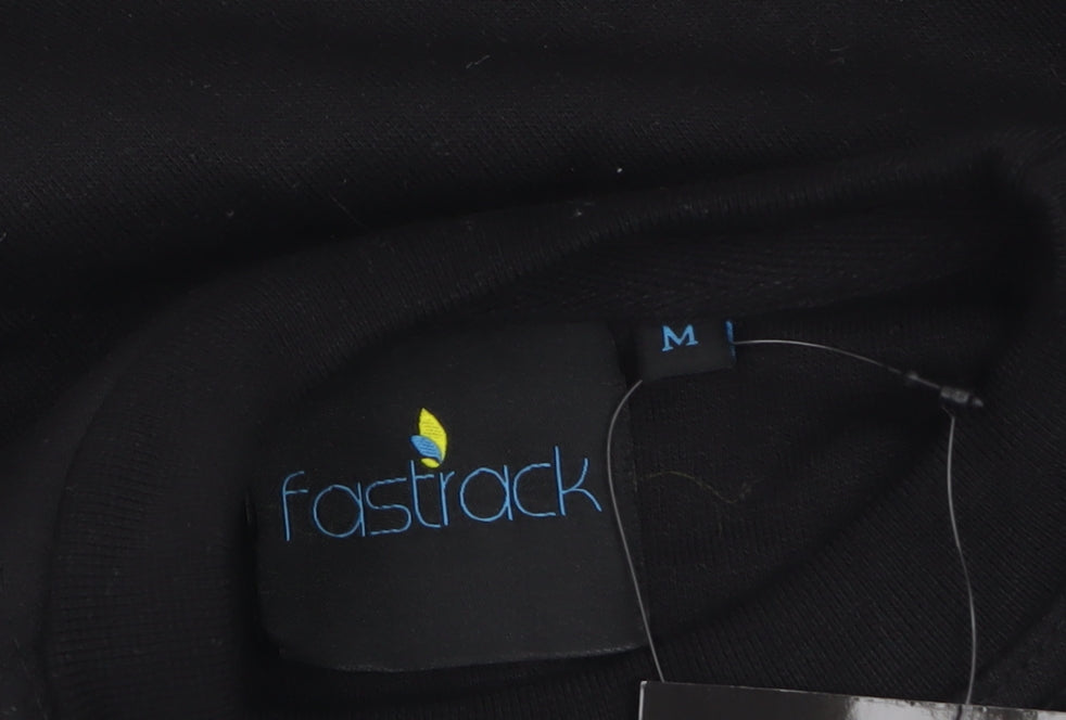 Fastrack Men's Black Crew Neck Embroidered Logo Sweatshirt M