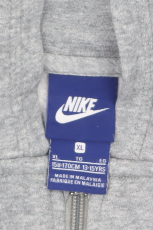 Nike Boys Grey Full Zip Hoodie XL 13-15 Years Cotton Blend Casual