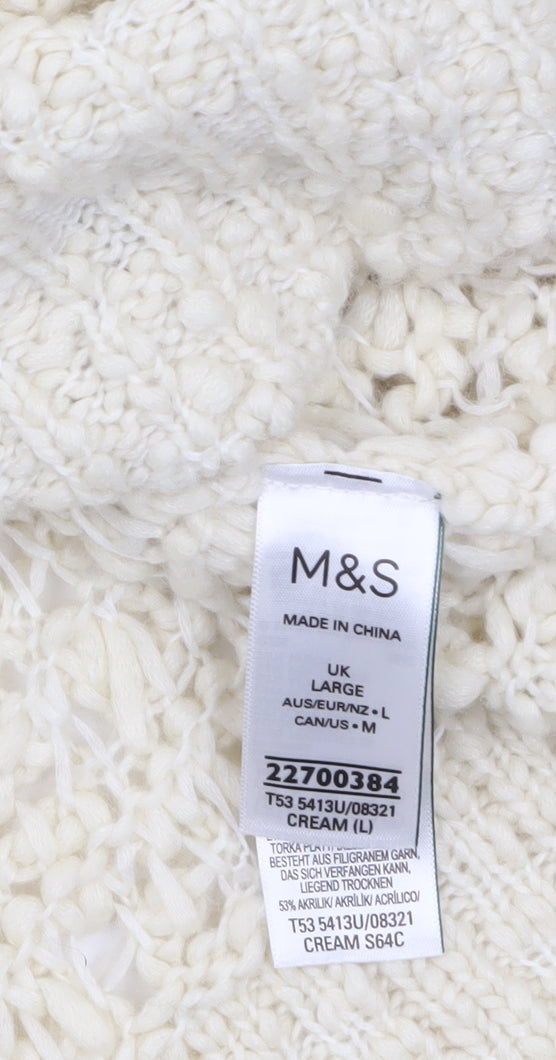 Marks & Spencer Women’s Ivory Roll Neck Chunky Knit Jumper L