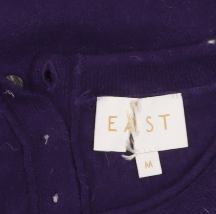 EAST Women's Purple Beaded Knit Pullover Jumper M