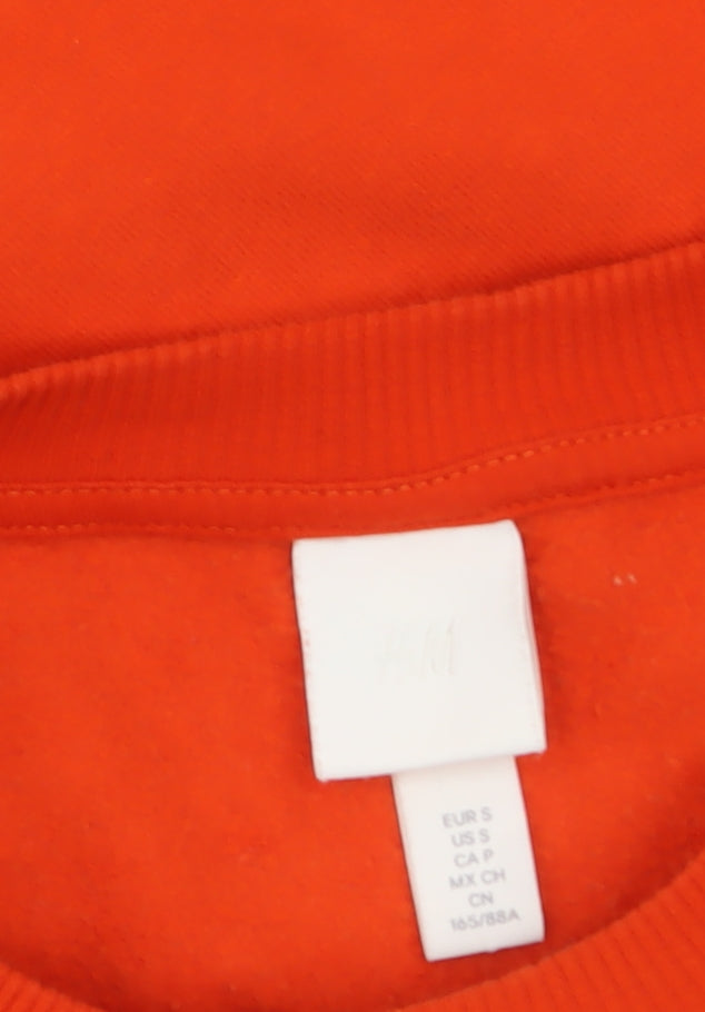 H&M Women Orange Paris Pullover Sweatshirt Size Small Casual