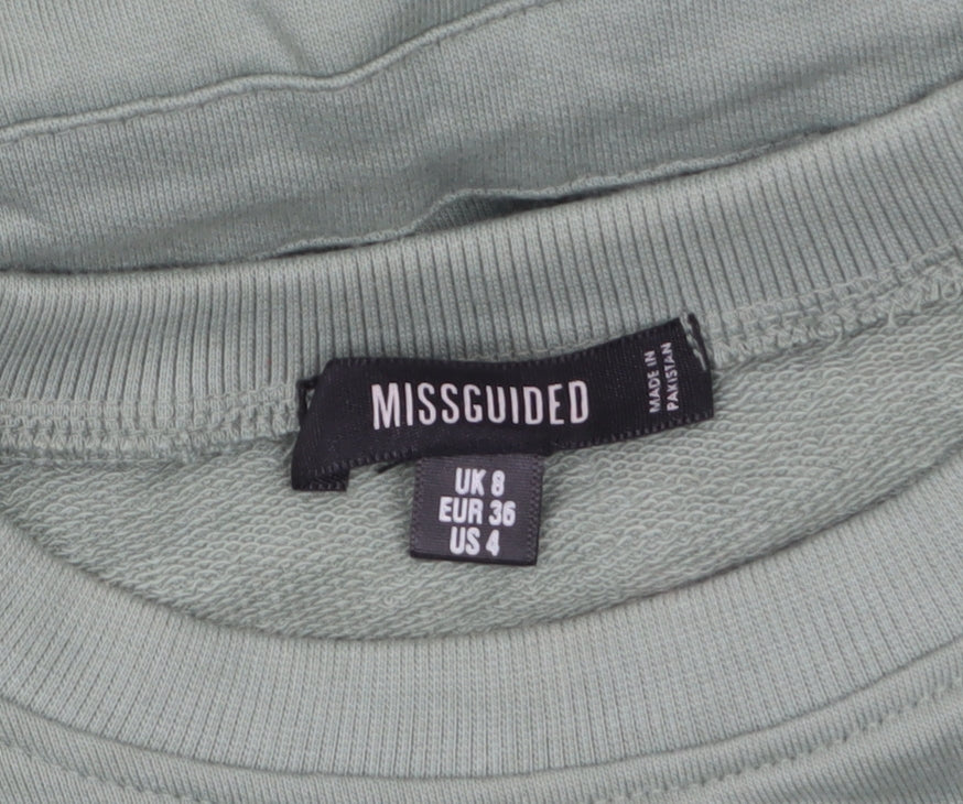 Missguided Women’s Green Long Sleeve Belted T-Shirt Dress UK 8