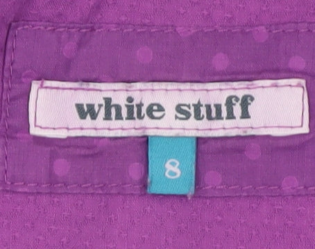 White Stuff Women Purple Size 8 Cotton Button-Up Shirt