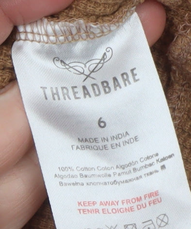 Threadbare Women’s Beige 1/4 Zip Hooded Pullover Hoodie Size 6