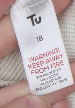 Tu Women’s Ivory Mock Neck Long Sleeve Relaxed Fit Jumper Size 18