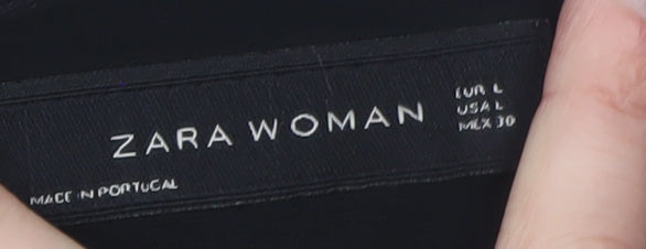 Zara Woman Black L Biker Blazer Jacket with Zips for Women