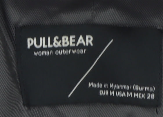 Pull&Bear Women Grey Wool Blend Mid-Length Overcoat Size 12