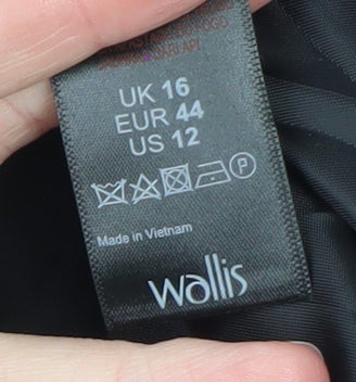 Wallis Women Black Blazer UK 16 Classic Long Sleeve Lined Suit Jacket